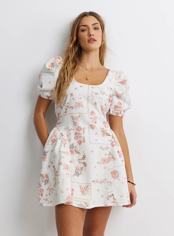 SIMPLY BE  Romantic Print Mini Denim Dress 14